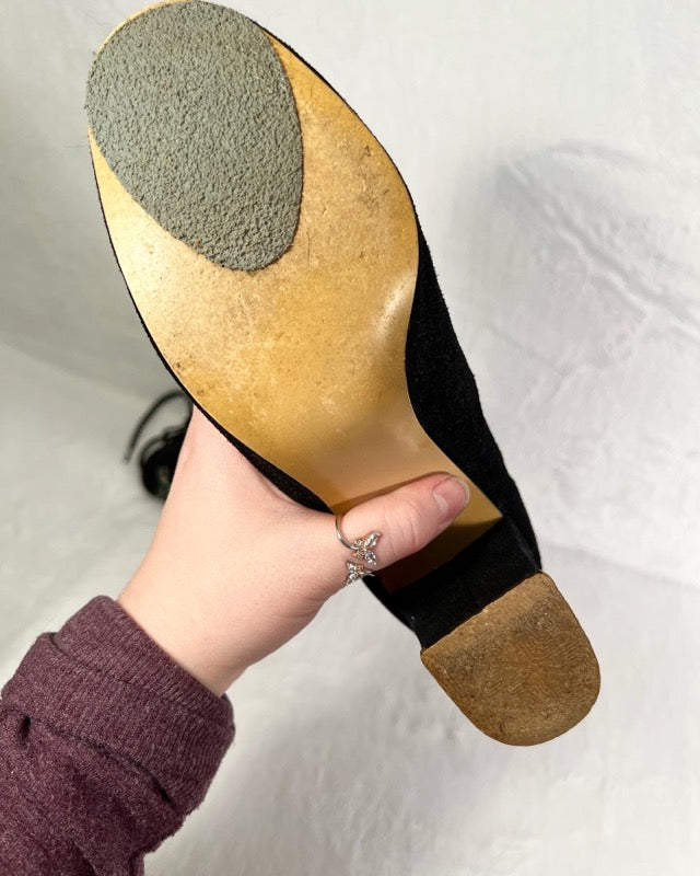 RARE Authentic Vintage 1960s Embroidered Suede Go-Go Lace-up Boots