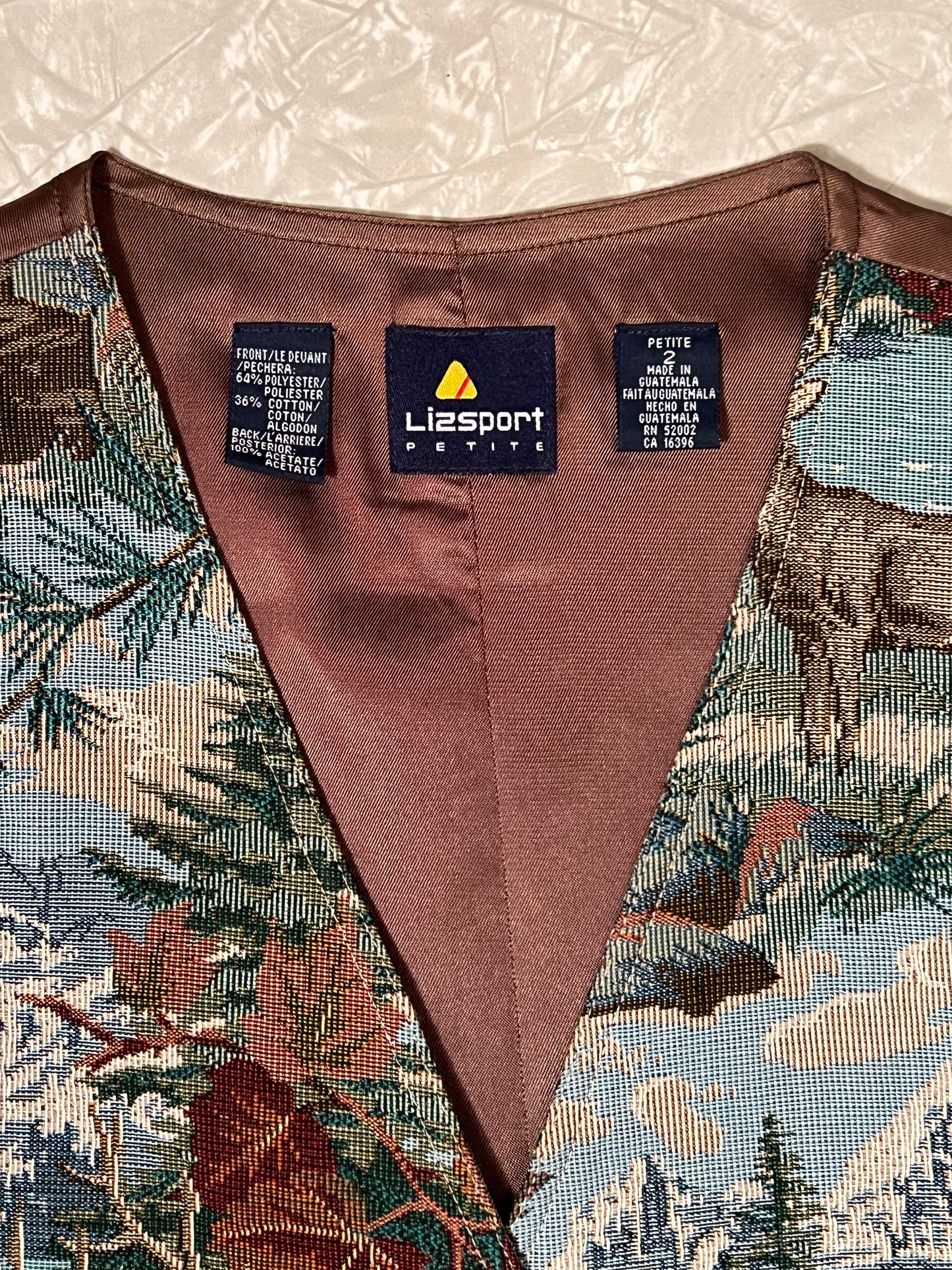 Vintage Lizsport Petite Wilderness Tapestry Vest