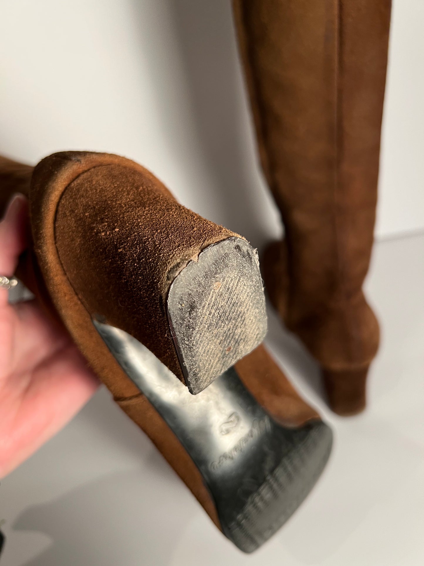 Vintage Brown Suede Lace-Up Go-Go Boots