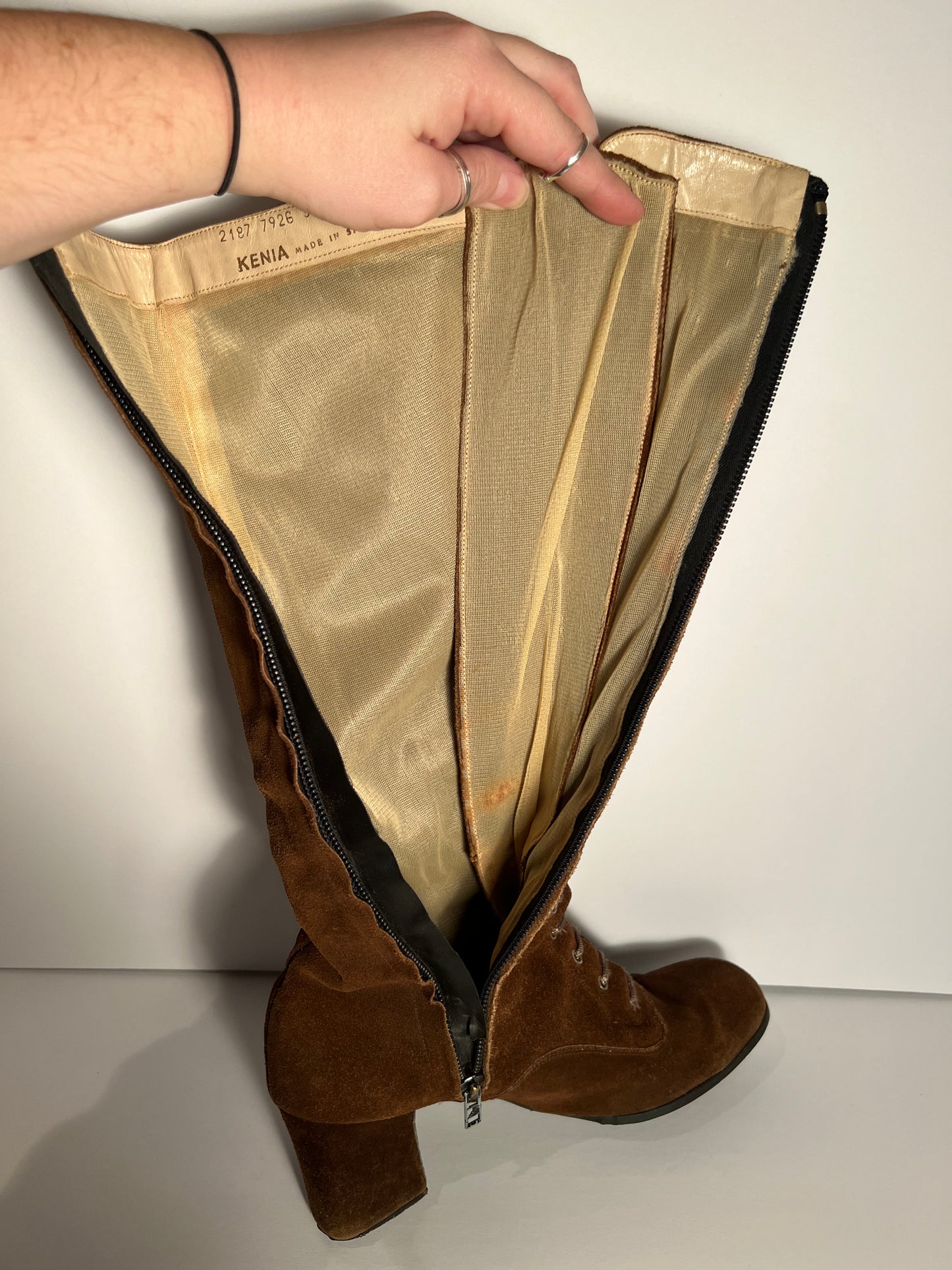 Vintage Brown Suede Lace-Up Go-Go Boots