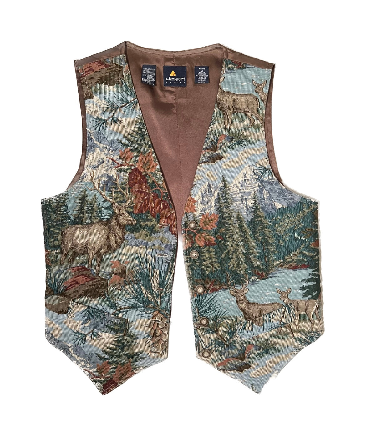 Vintage Lizsport Petite Wilderness Tapestry Vest