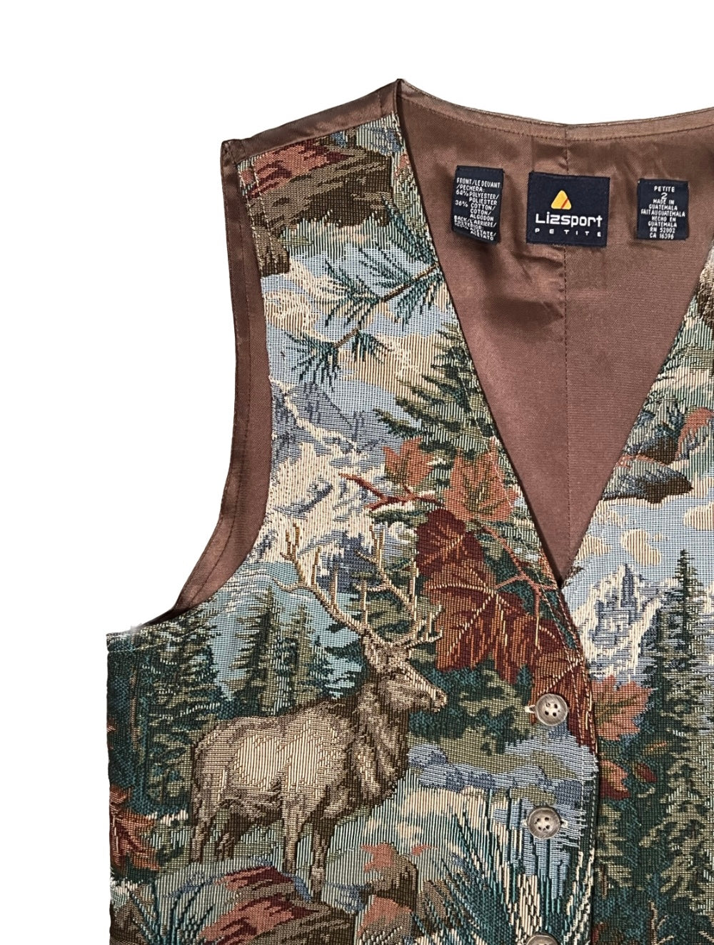 Vintage Lizsport Petite Wilderness Tapestry Vest