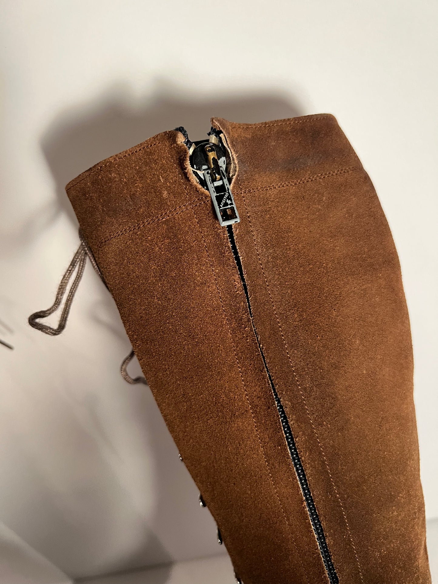Vintage Brown Suede Lace-Up Go-Go Boots