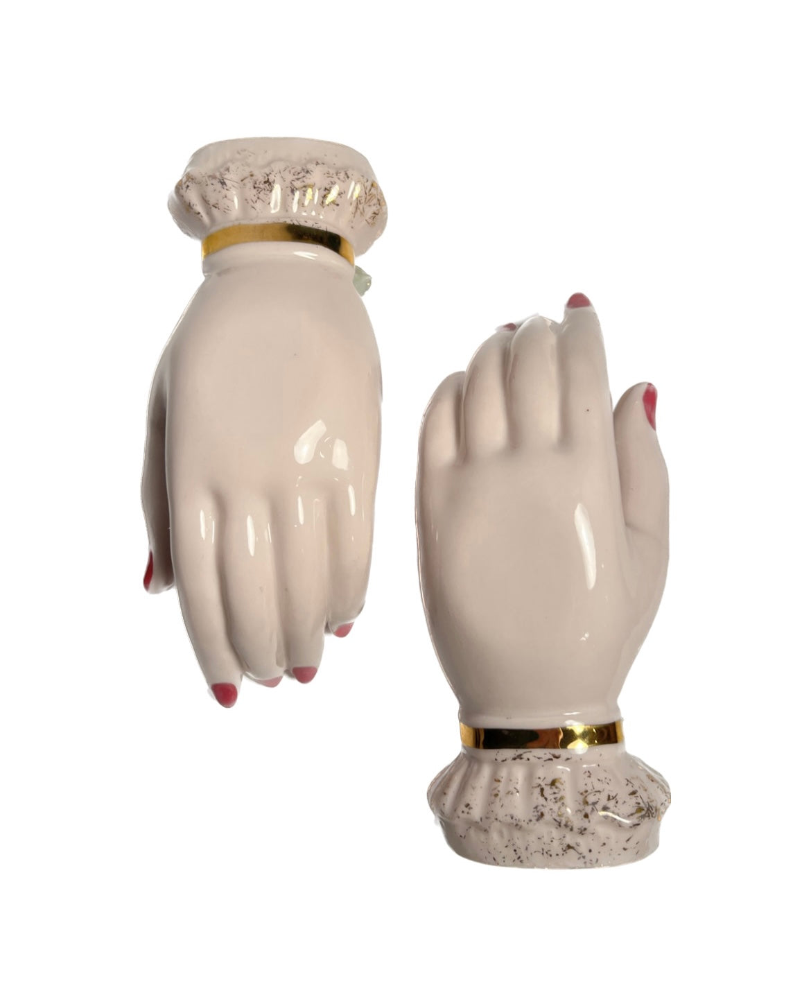 Vintage Porcelain Open Palm Hand with Flowers
