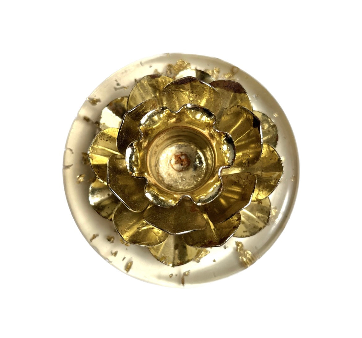 Set of Vintage Lucite Metal Flower Candle Holders