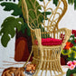 Vintage Crewel: Rattan Chair, Plants, Cat