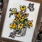 Vintage Crewel: Yellow Flower Bouquet with Butterfly in Glass Stein