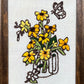 Vintage Crewel: Yellow Flower Bouquet with Butterfly in Glass Stein