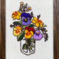 Vintage Crewel: Pansy Bouquet in Glass Jar