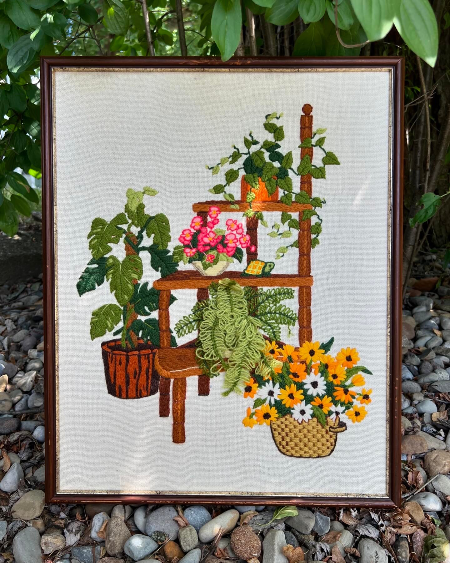 Vintage Crewel: Spiral Ladder Plant Stand