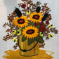 Vintage Crewel: Bucket of Sunflowers