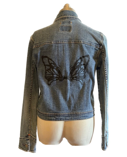 Levi's Denim Jacket with Butterfly Design on Back