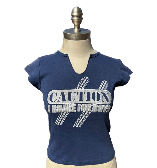 Y2K "Caution: I Brake for Boys" Mind Games by Ike & Eddie T-shirt