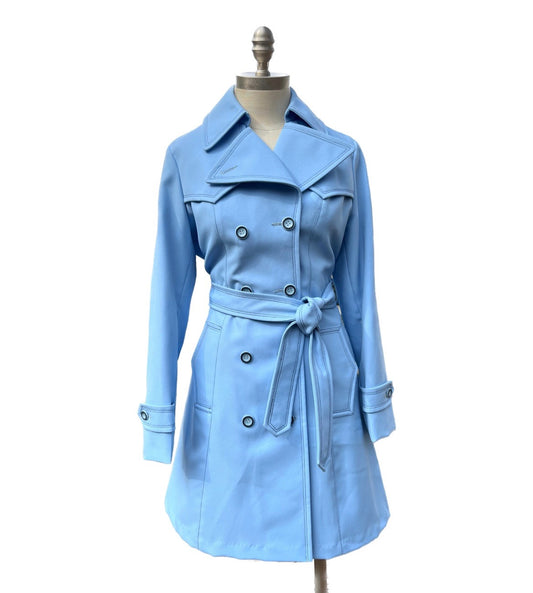Vintage 1970s Deadstock Double Breasted Blue Trench Coat