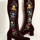RARE Authentic Vintage 1960s Embroidered Suede Go-Go Lace-up Boots
