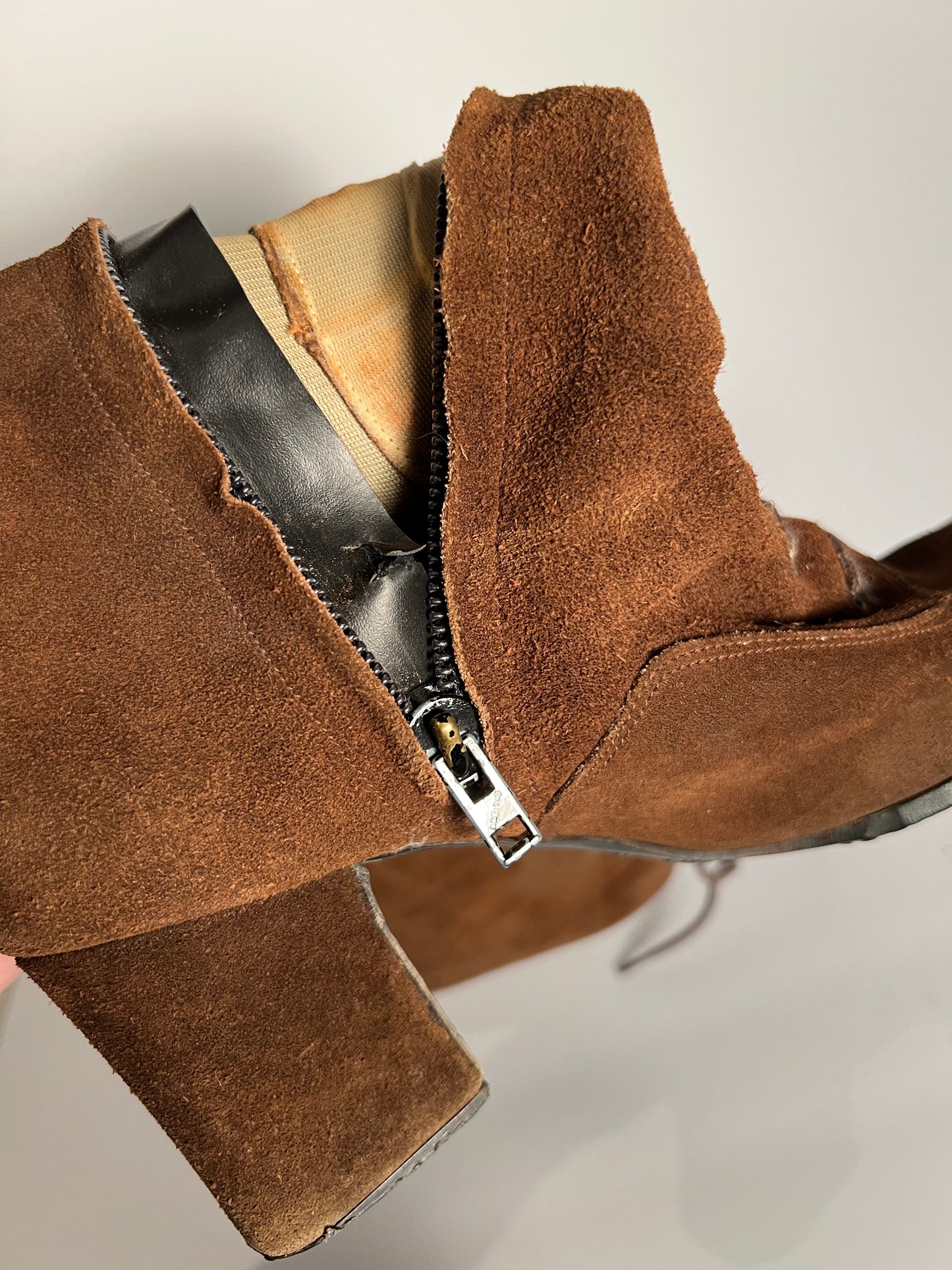 Vintage Brown Suede Lace-Up Go-Go Boots