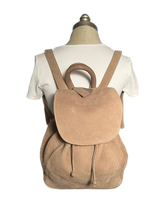 Vintage Tan Leather Coach Bolo Drawstring Backpack